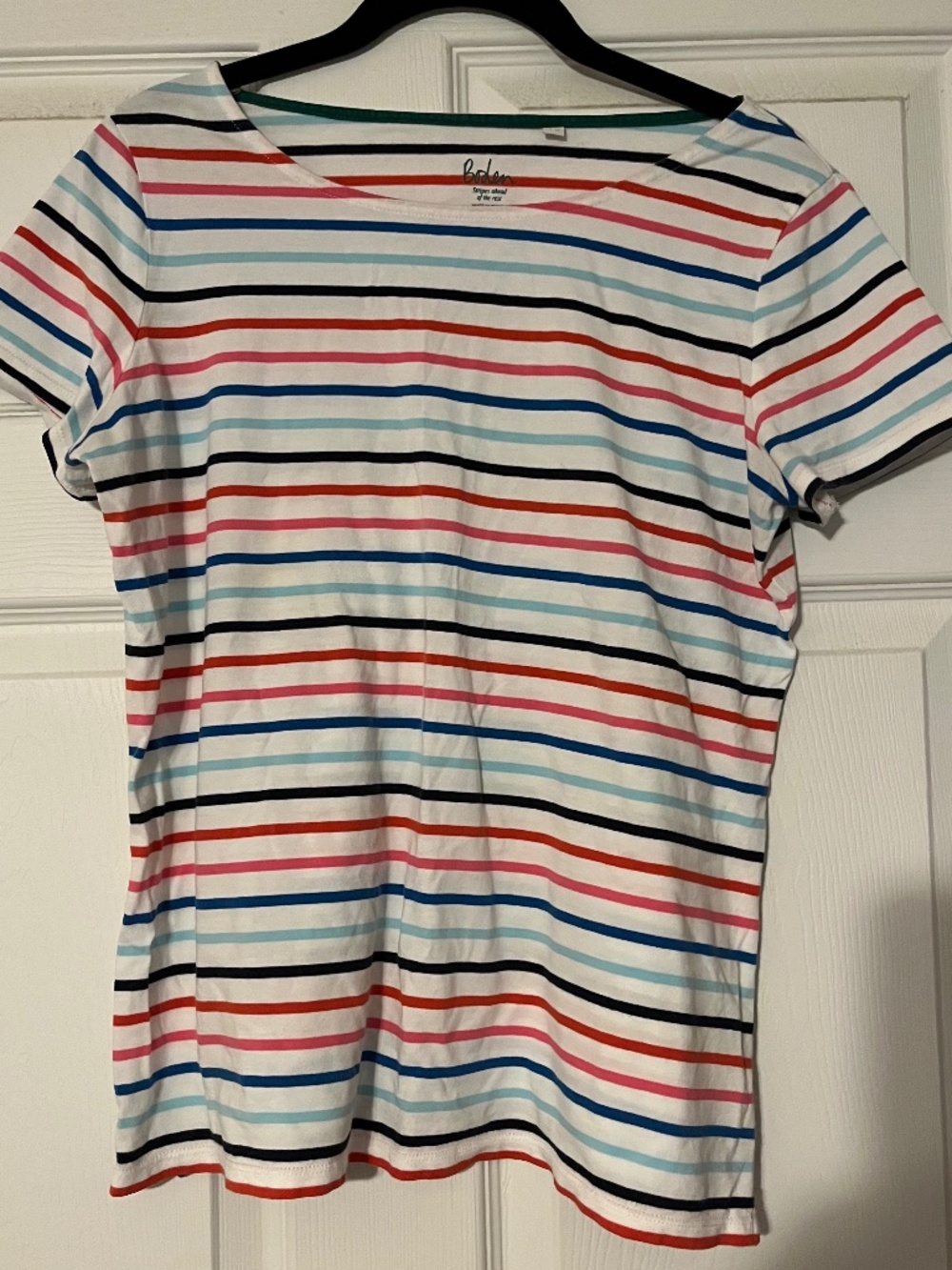 Boden Short Sleeve Cotton Top multicolor stripe US 10